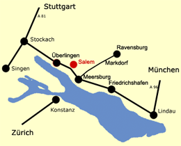 Anfahrtskizze nach Salem Bodensee